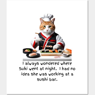 Sushi Chef Kitty Posters and Art